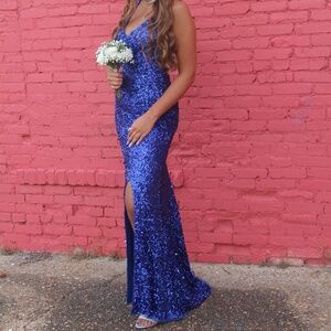 Sherry Hill Royal Sequin Formal. Sz 12- royal